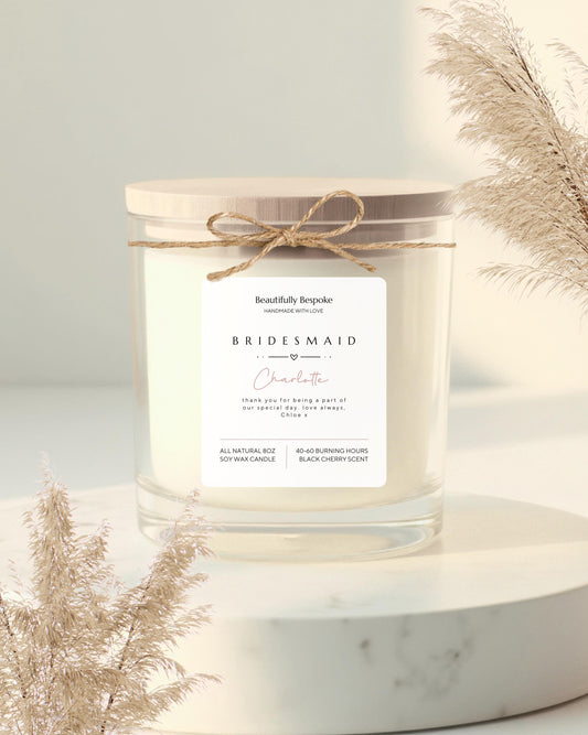 Soy Wax Candle: Bridal Party Design with Twine Bow