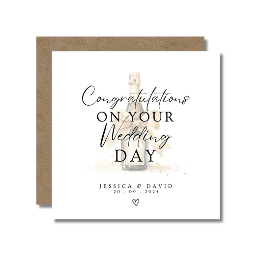 Wedding Day Card: Champagne Bottle Design
