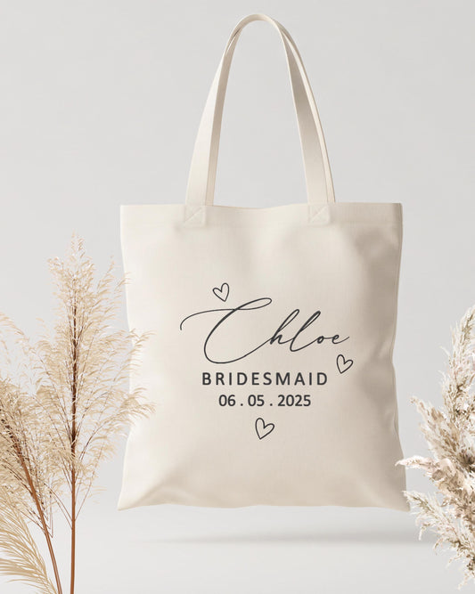 Personalised Tote Bag: Bridesmaid/Date Design