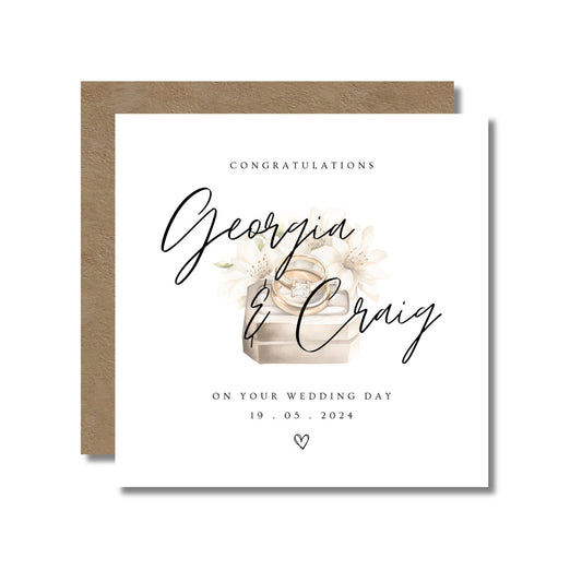 Wedding Day Card: Wedding Ring Box Design