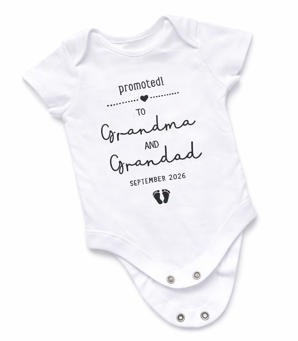 “Promoted to Grandparents” Baby Vest