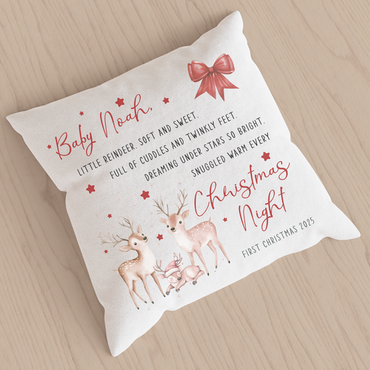 Christmas Keepsake Pillow - Christmas Night Reindeer Design