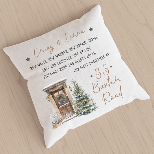Christmas Keepsake Pillow -  First Christmas at Our New Address Design