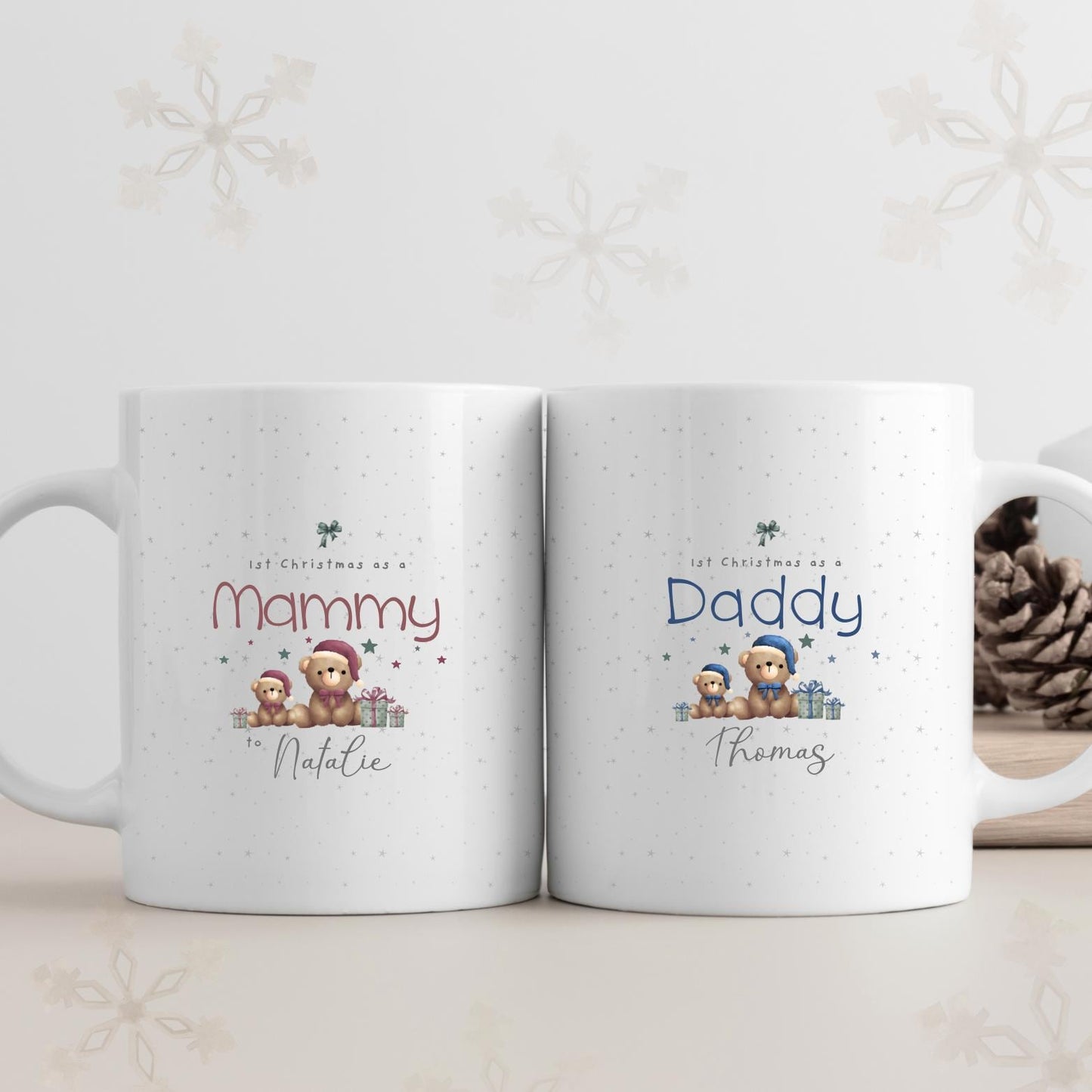 Personalised First Christmas Mugs: New Parents Gift Set