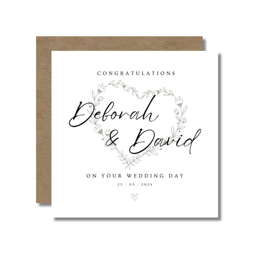 Wedding Day Card: Heart Wreath Design