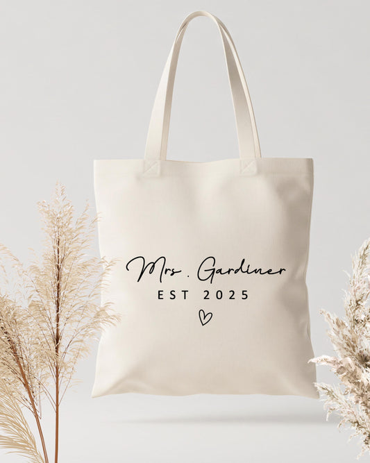 Personalised Tote Bag: Mrs/EST Design