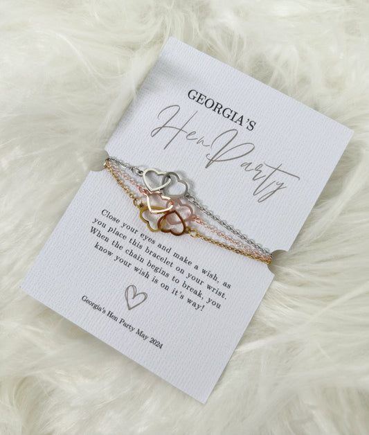Personalized Hen Party Wish Bracelet: Rose Gold, Gold, Silver