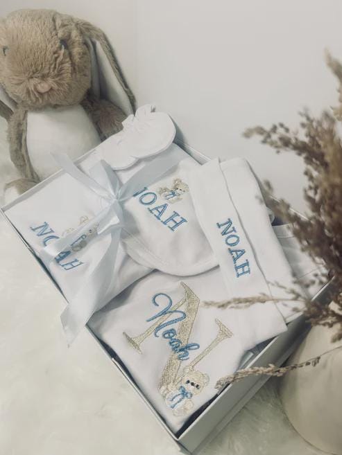 Personalised Embroidered Baby Gift Set