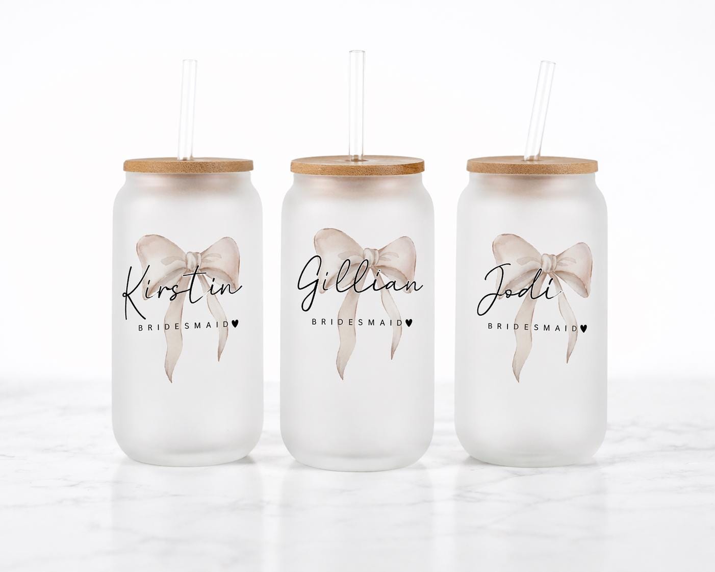 Personalised Frosted Glass Tumbler: Bridesmaid Edition